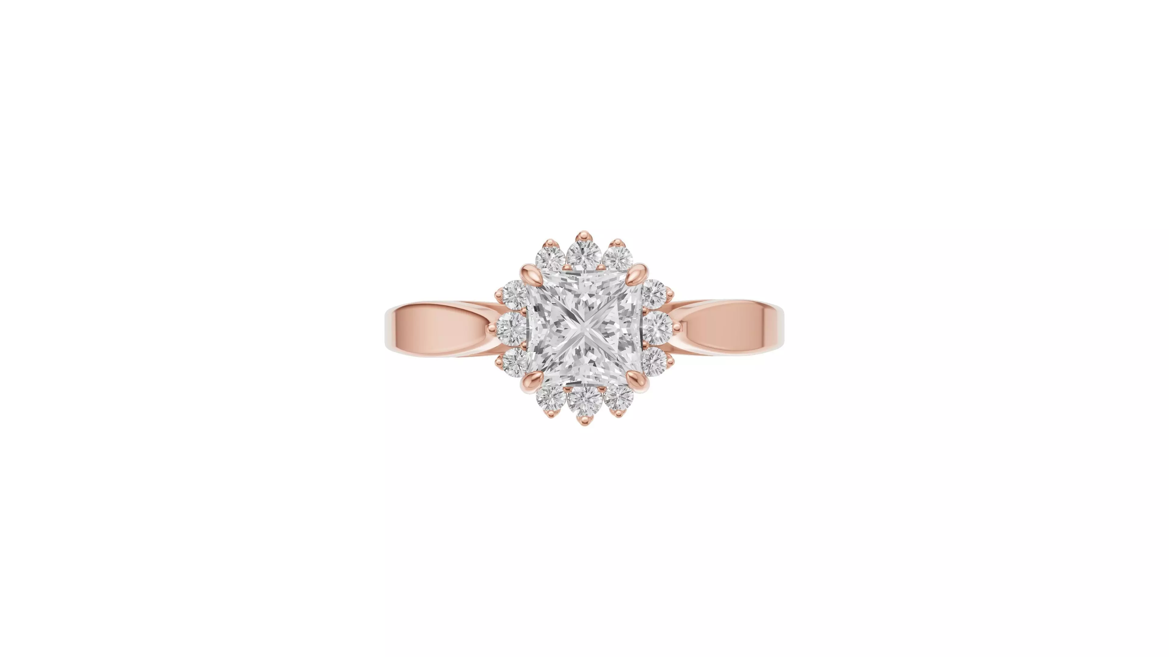 Princess Diamond Engagement Ring For Women 3D print model_0