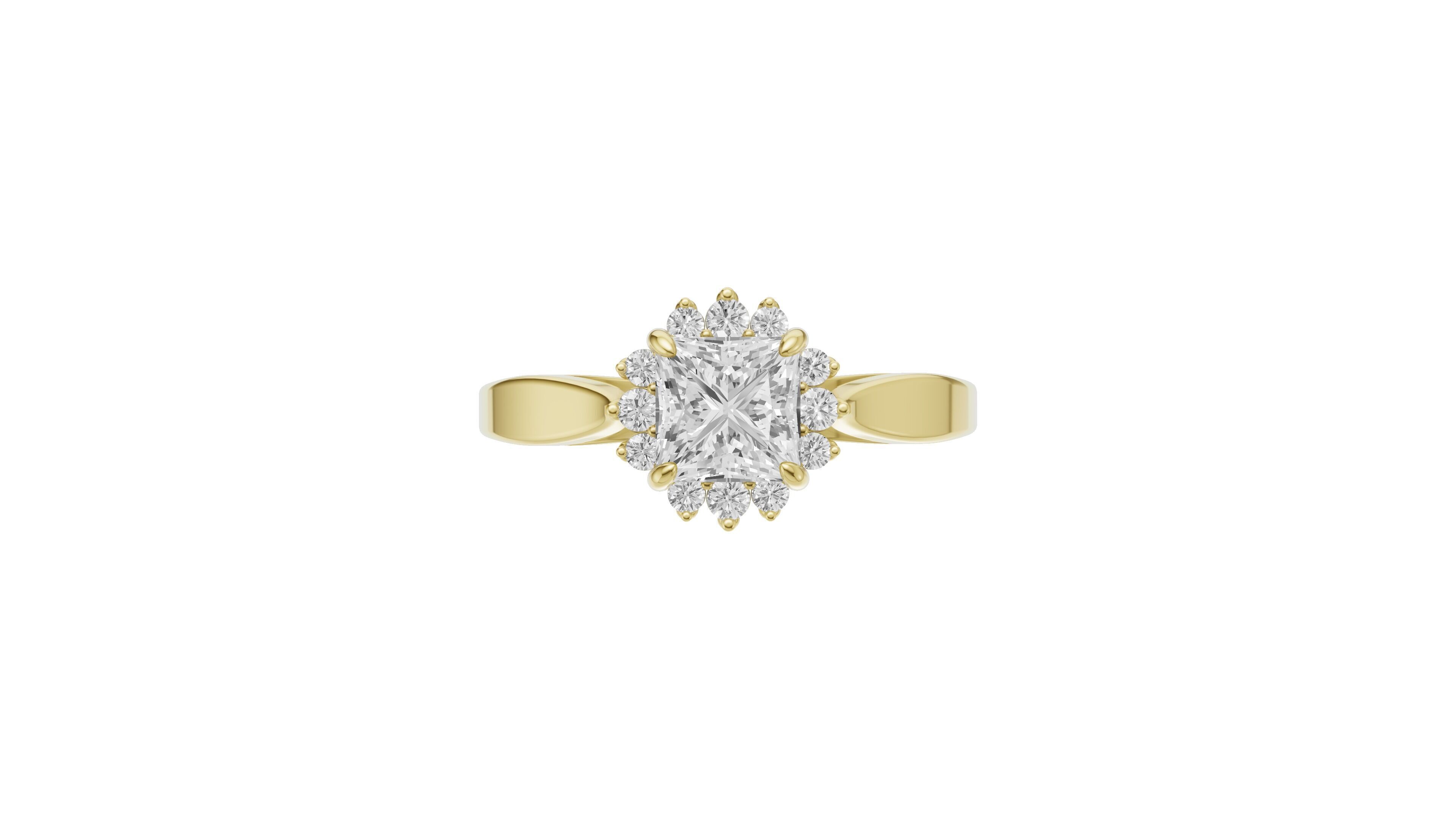 Princess Diamond Engagement Ring For Women 3D print model_8