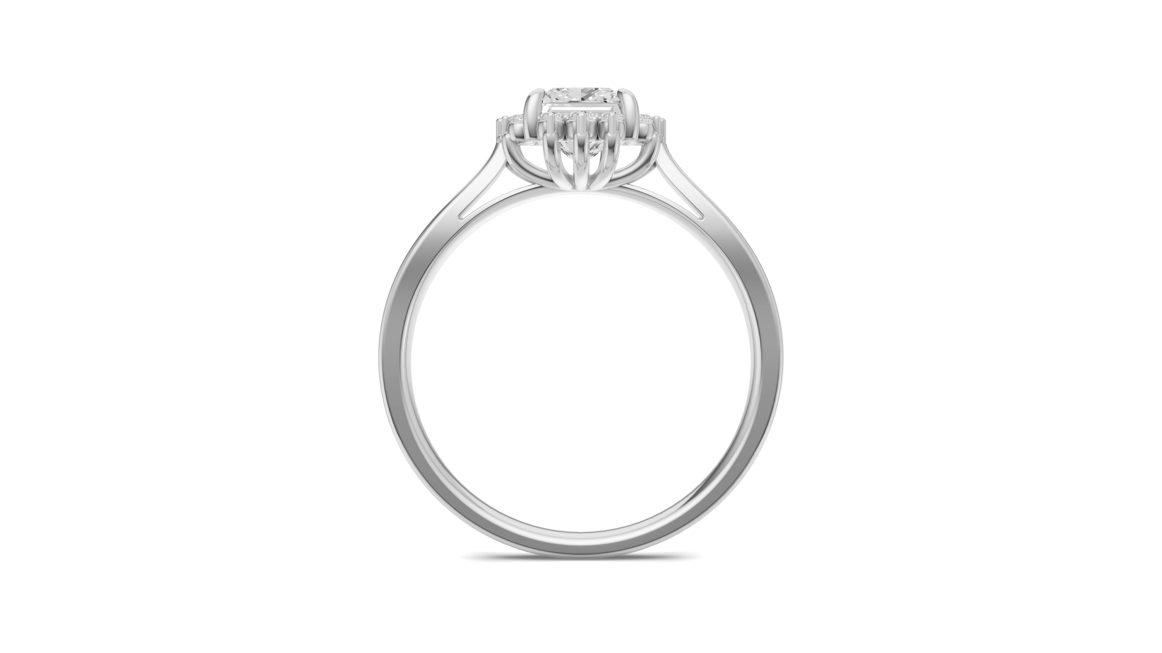 Princess Diamond Engagement Ring For Women 3D print model_14