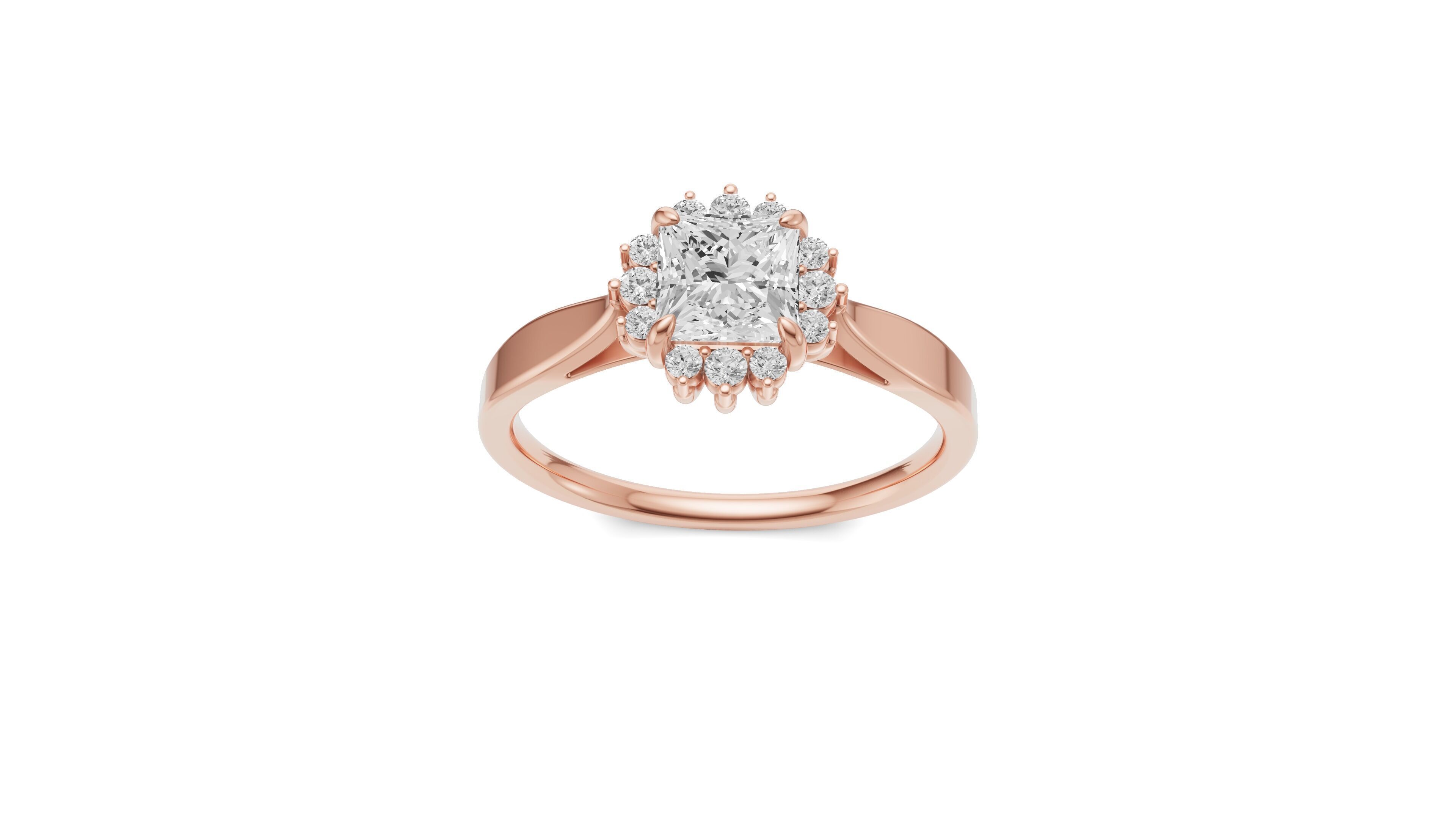 Princess Diamond Engagement Ring For Women 3D print model_7