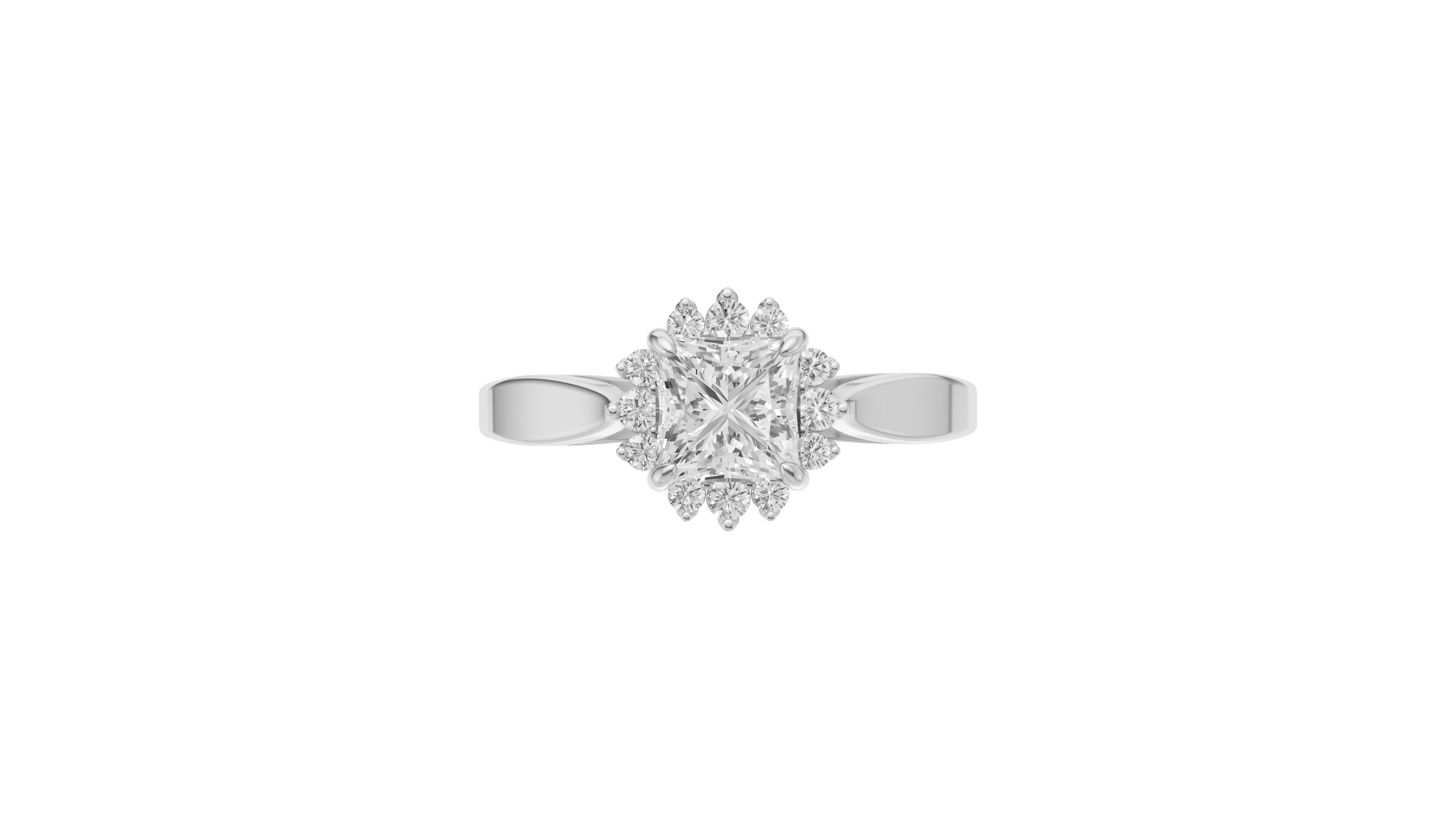 Princess Diamond Engagement Ring For Women 3D print model_9