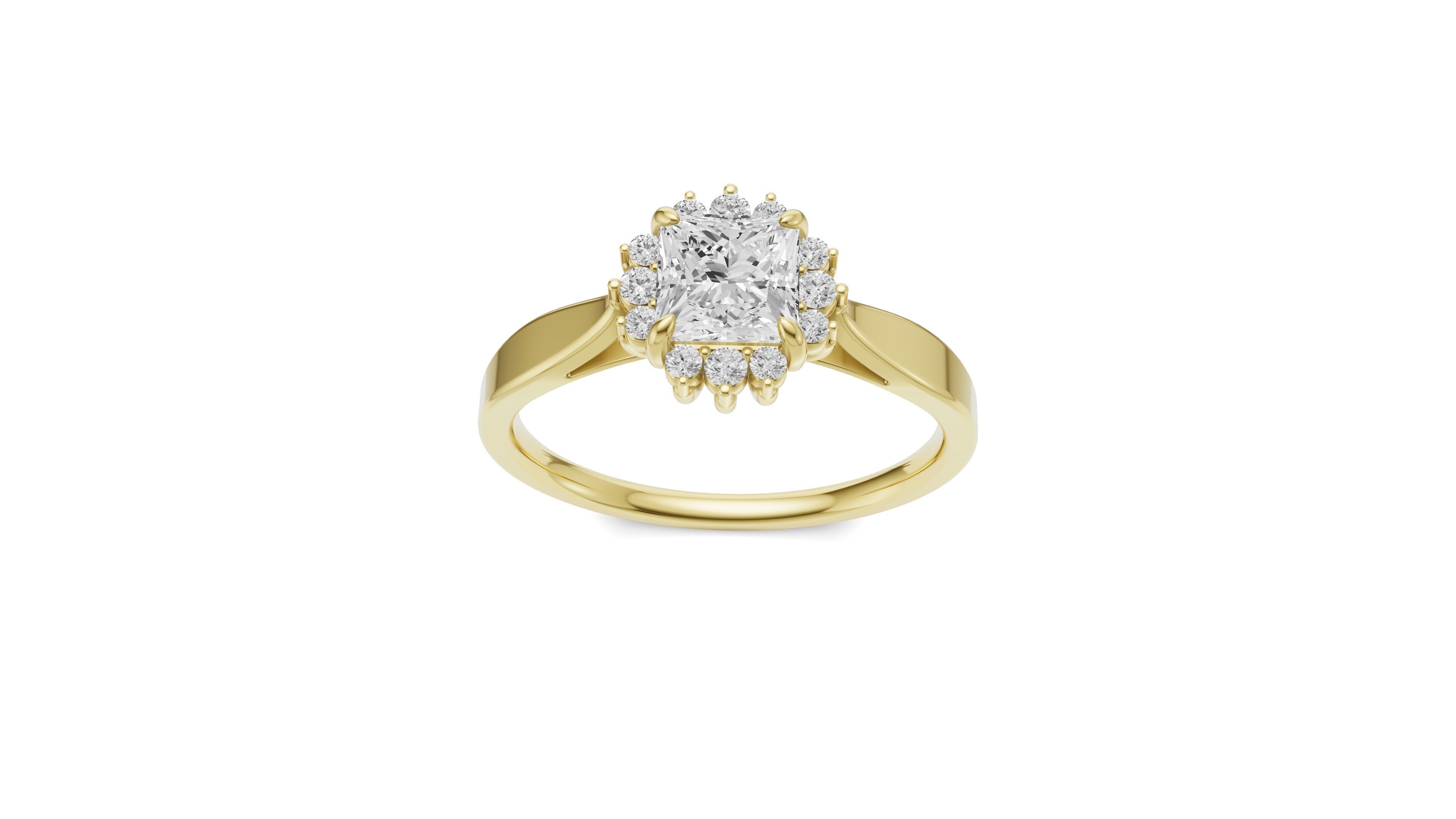 Princess Diamond Engagement Ring For Women 3D print model_5
