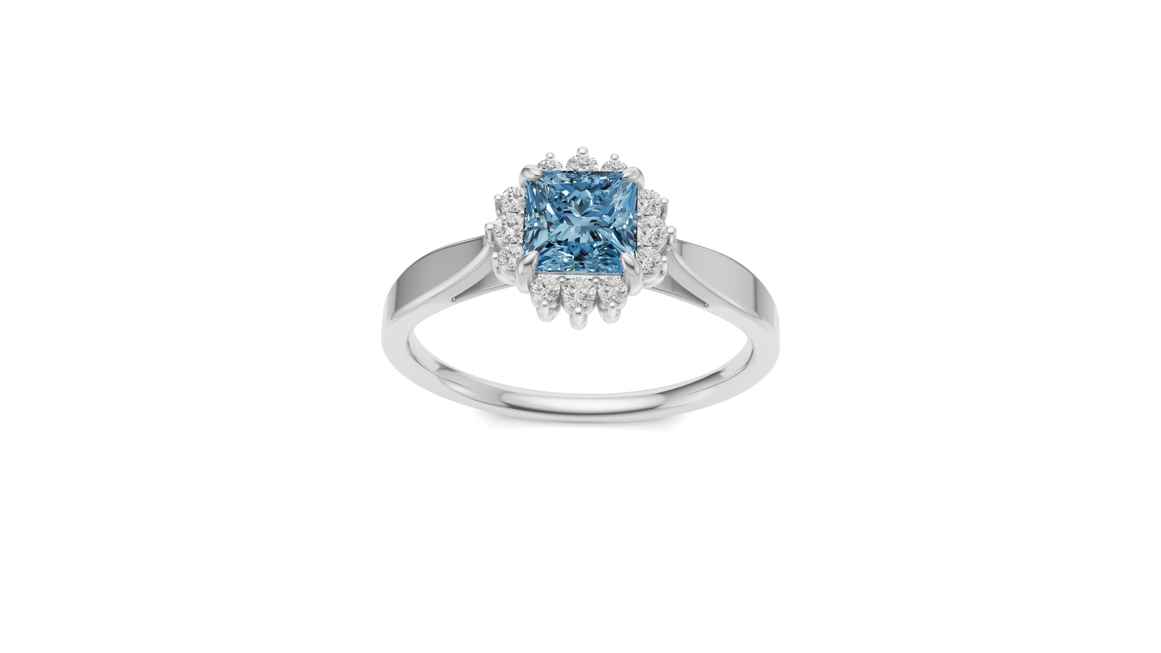 Princess Diamond Engagement Ring For Women 3D print model_3