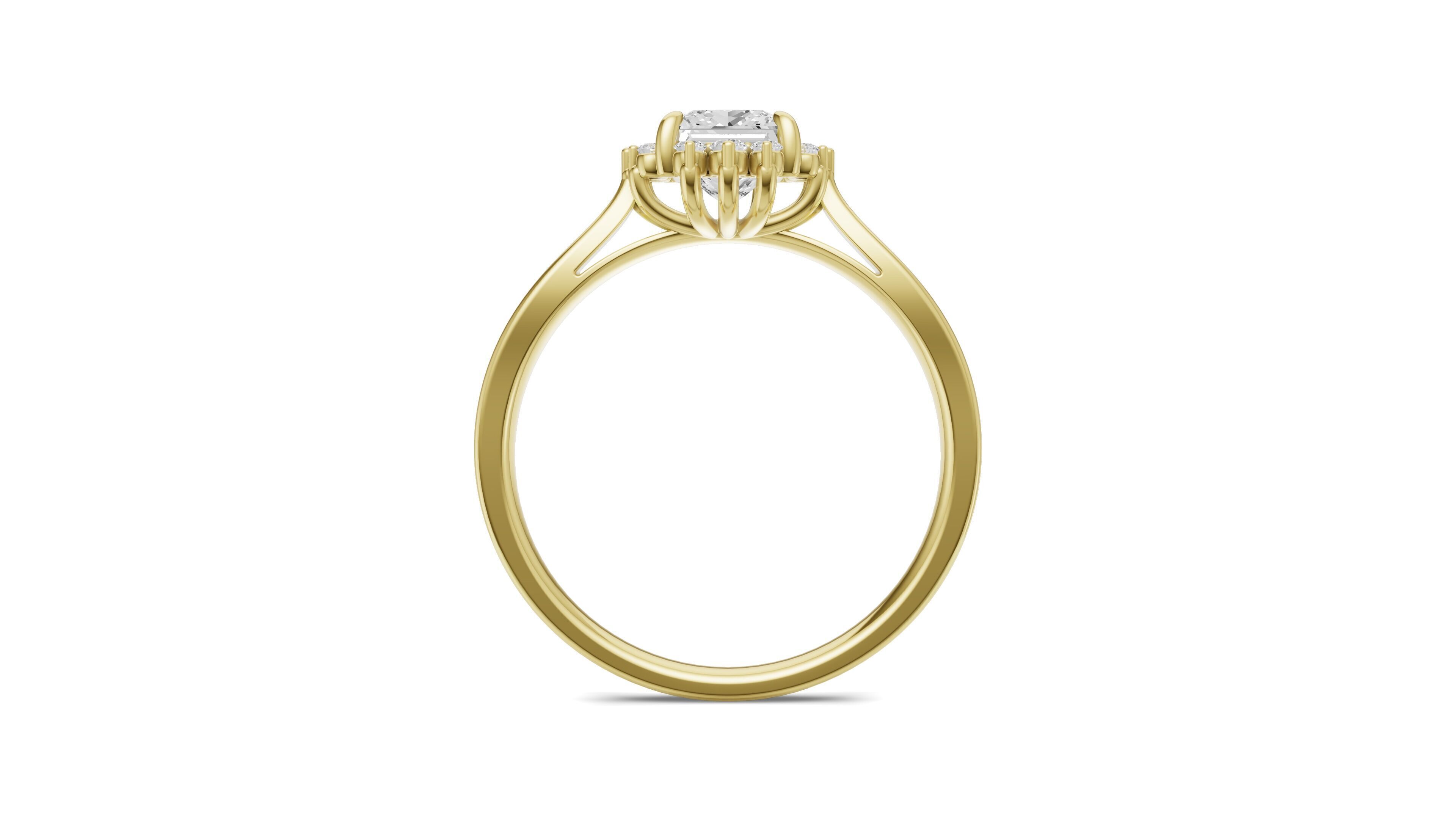 Princess Diamond Engagement Ring For Women 3D print model_15