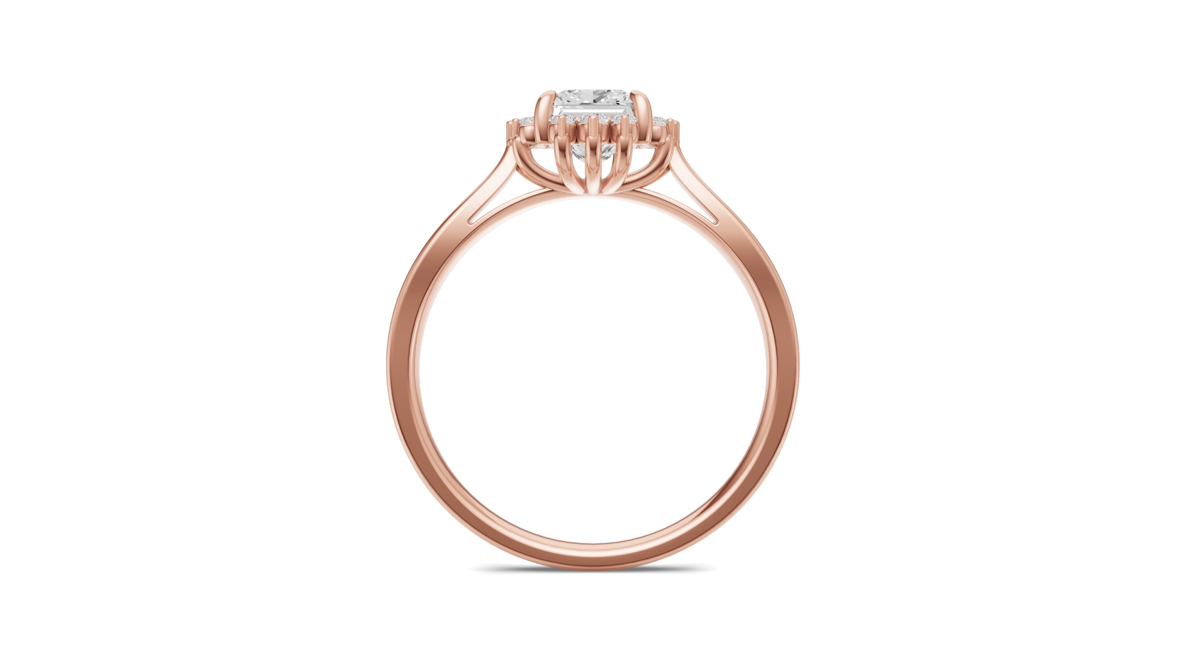 Princess Diamond Engagement Ring For Women 3D print model_13