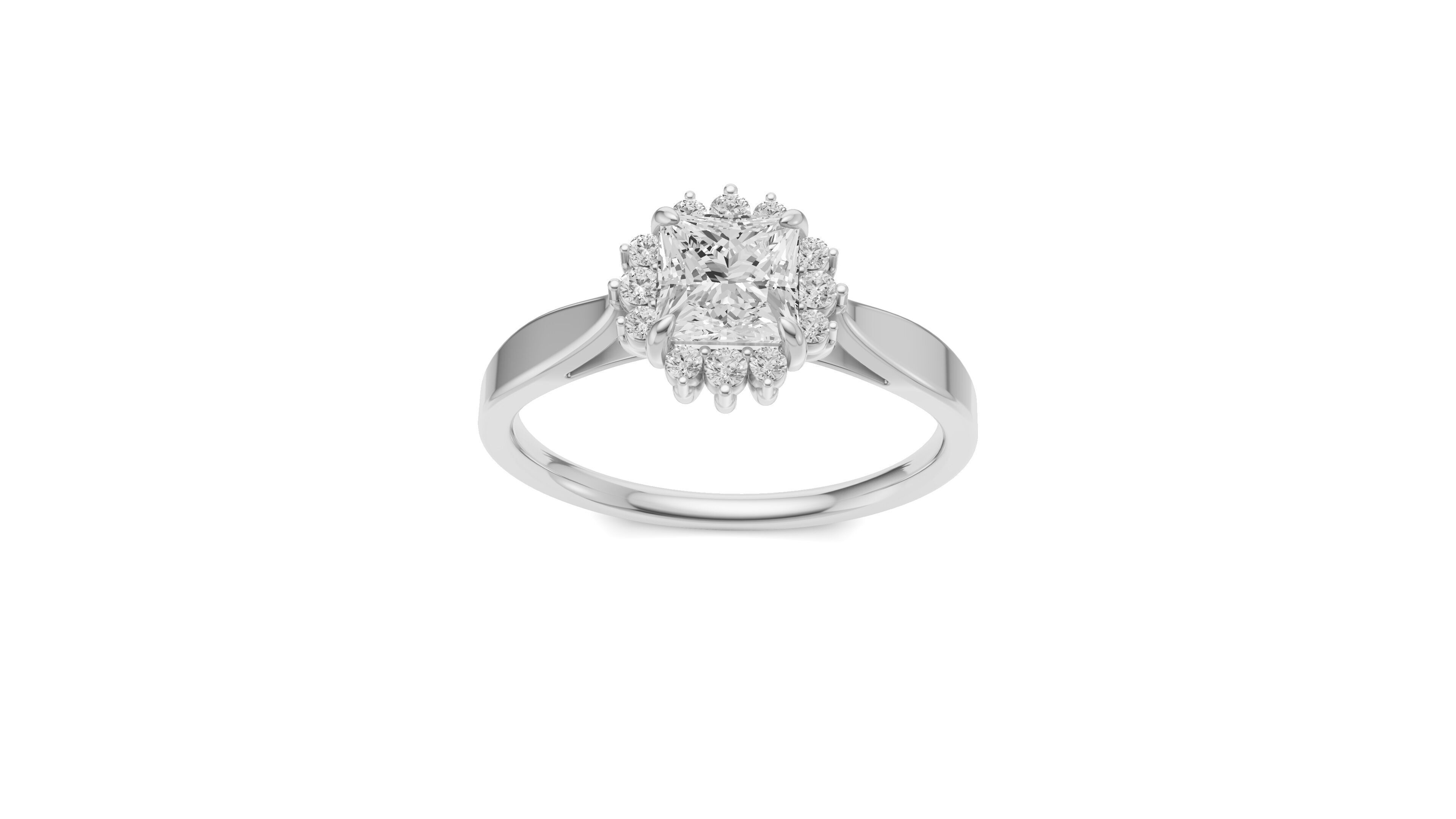 Princess Diamond Engagement Ring For Women 3D print model_6