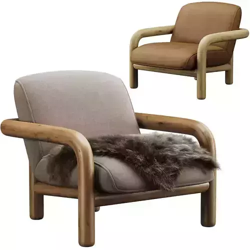 West Elm Curved Modern Upholstered Bed 3D model