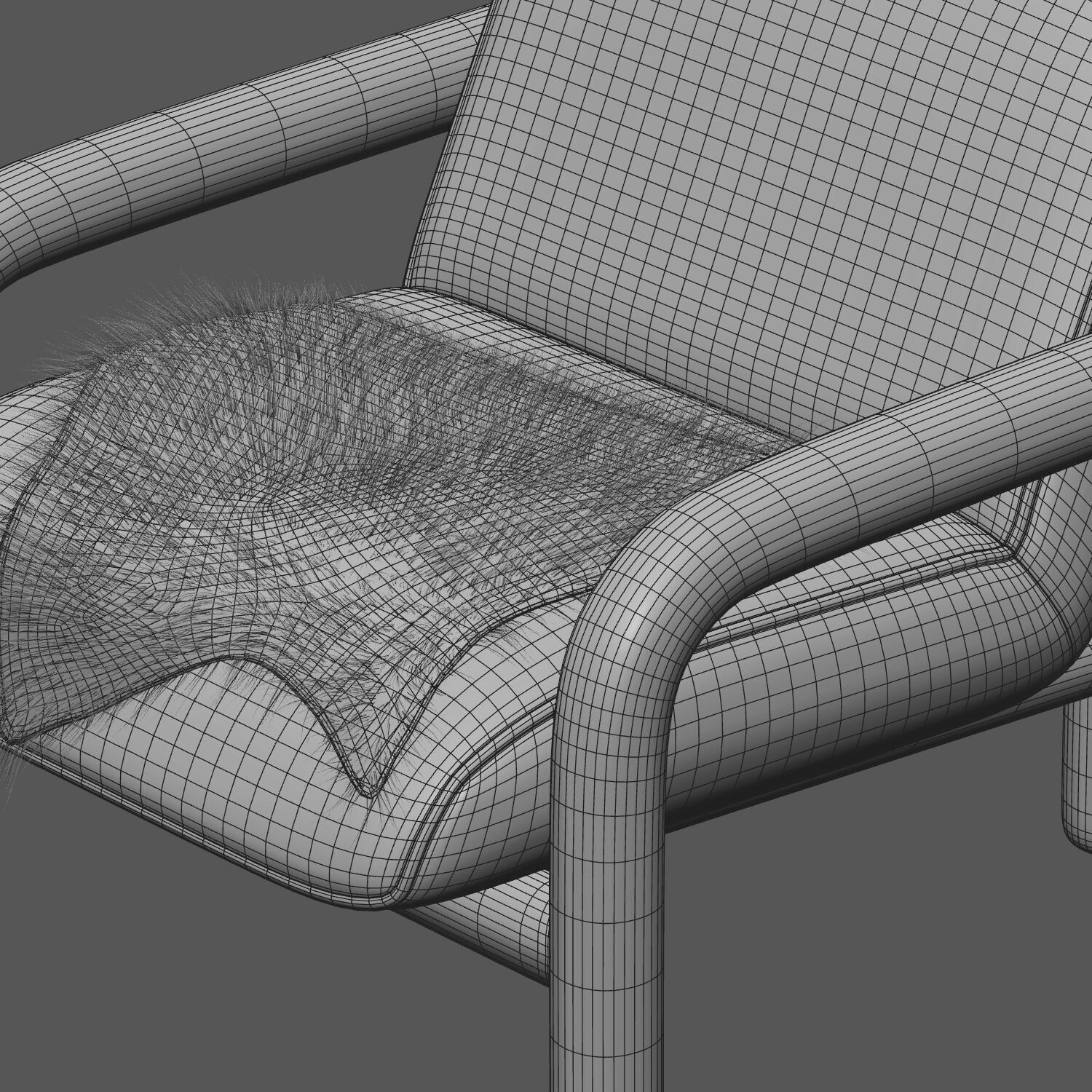 West Elm Curved Modern Upholstered Bed 3D model_4