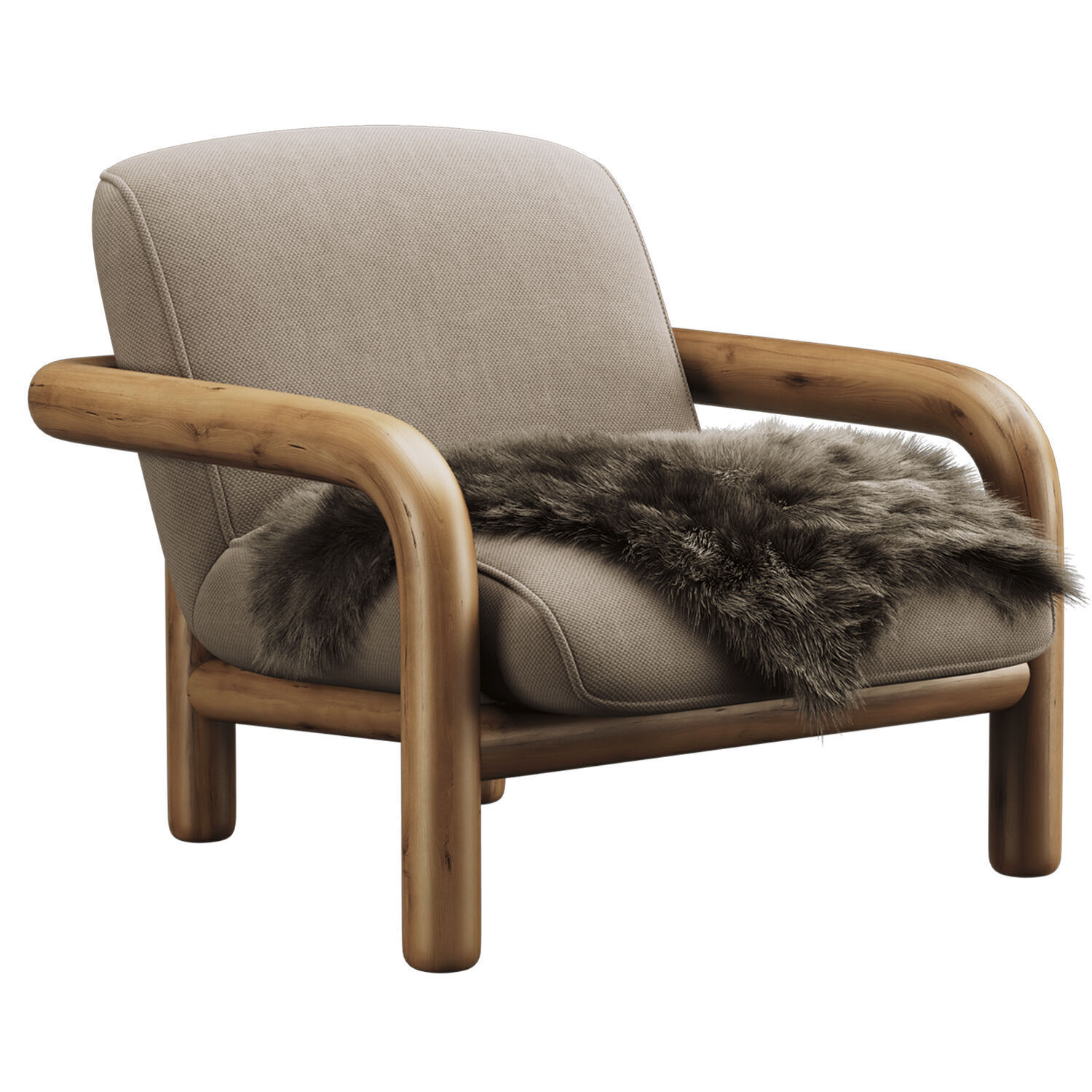 West Elm Curved Modern Upholstered Bed 3D model_1