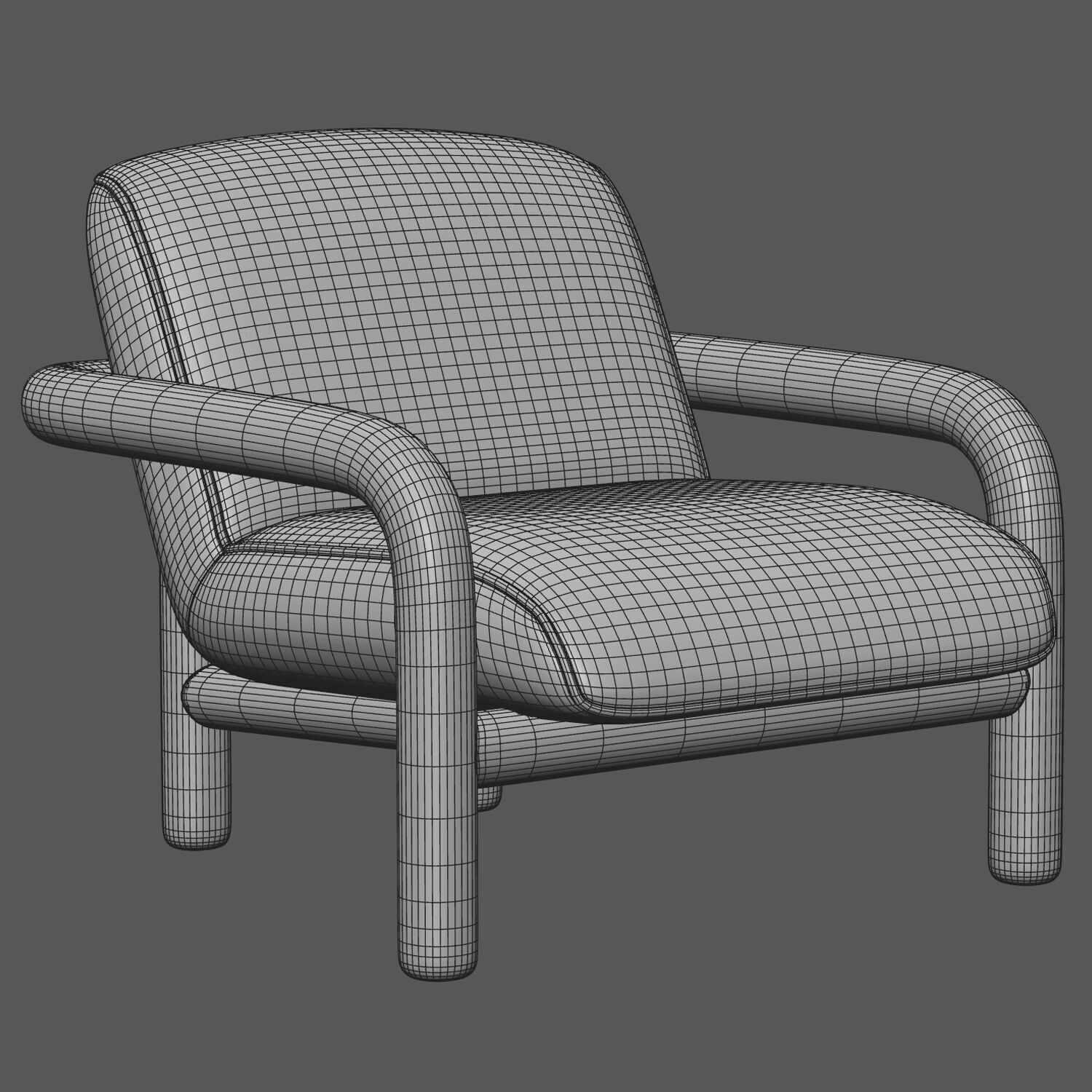 West Elm Curved Modern Upholstered Bed 3D model_5