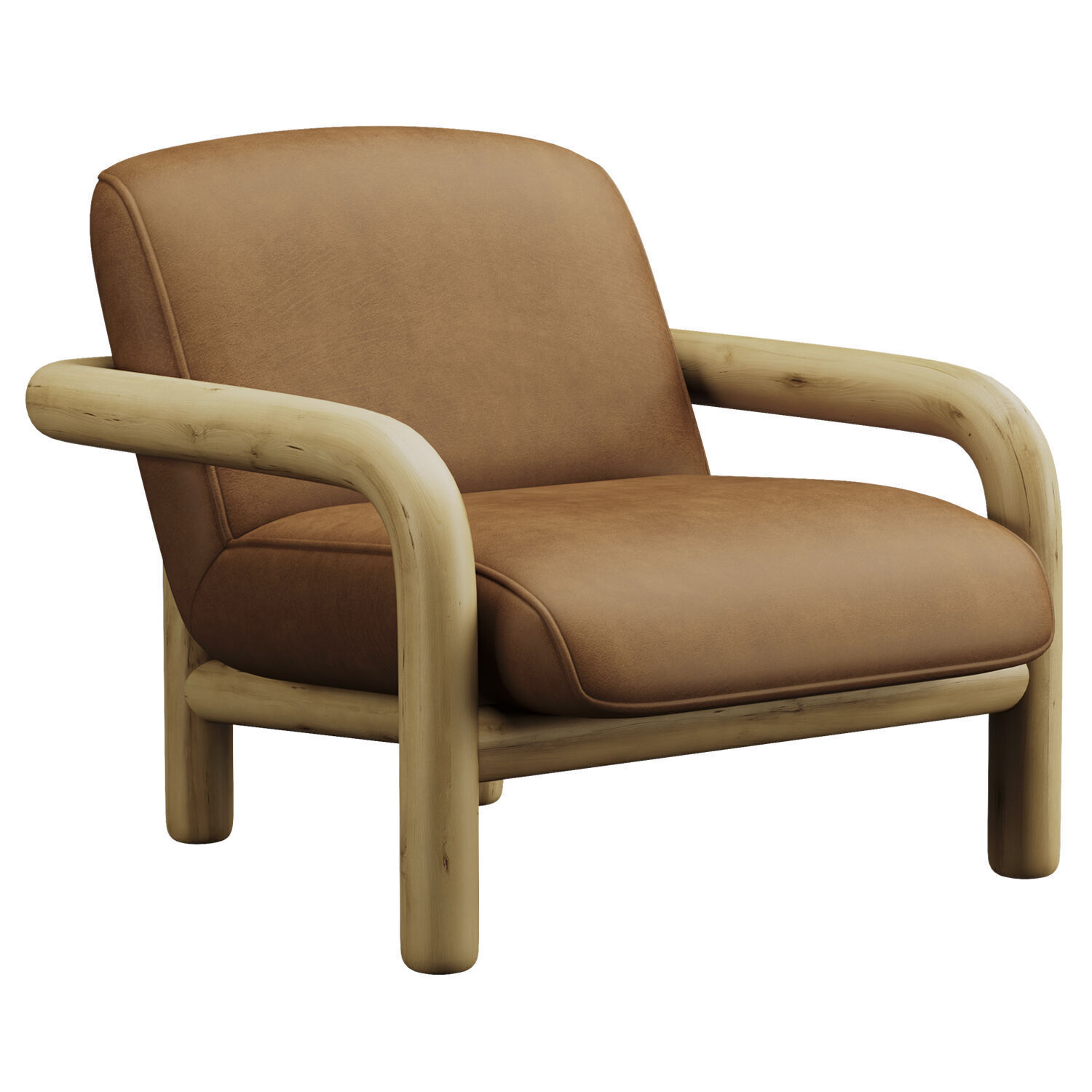 West Elm Curved Modern Upholstered Bed 3D model_2
