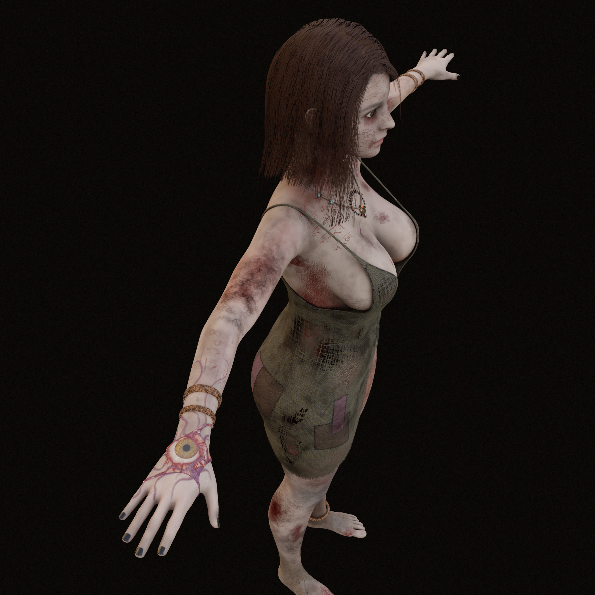Zombie Witch 3D model_3