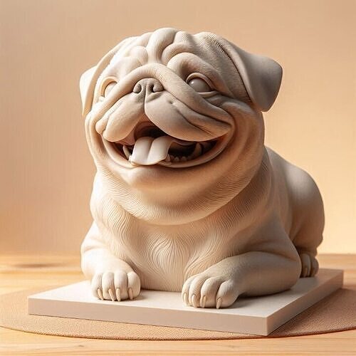 772  Laughing Pug  Ivory Style 3D Printed Statue magic 3D print model