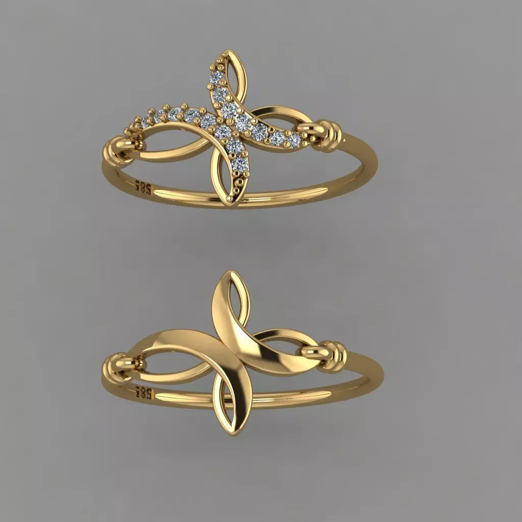 Cross Ring STL 3D print model Diamond Cross Ring 3D print model_0