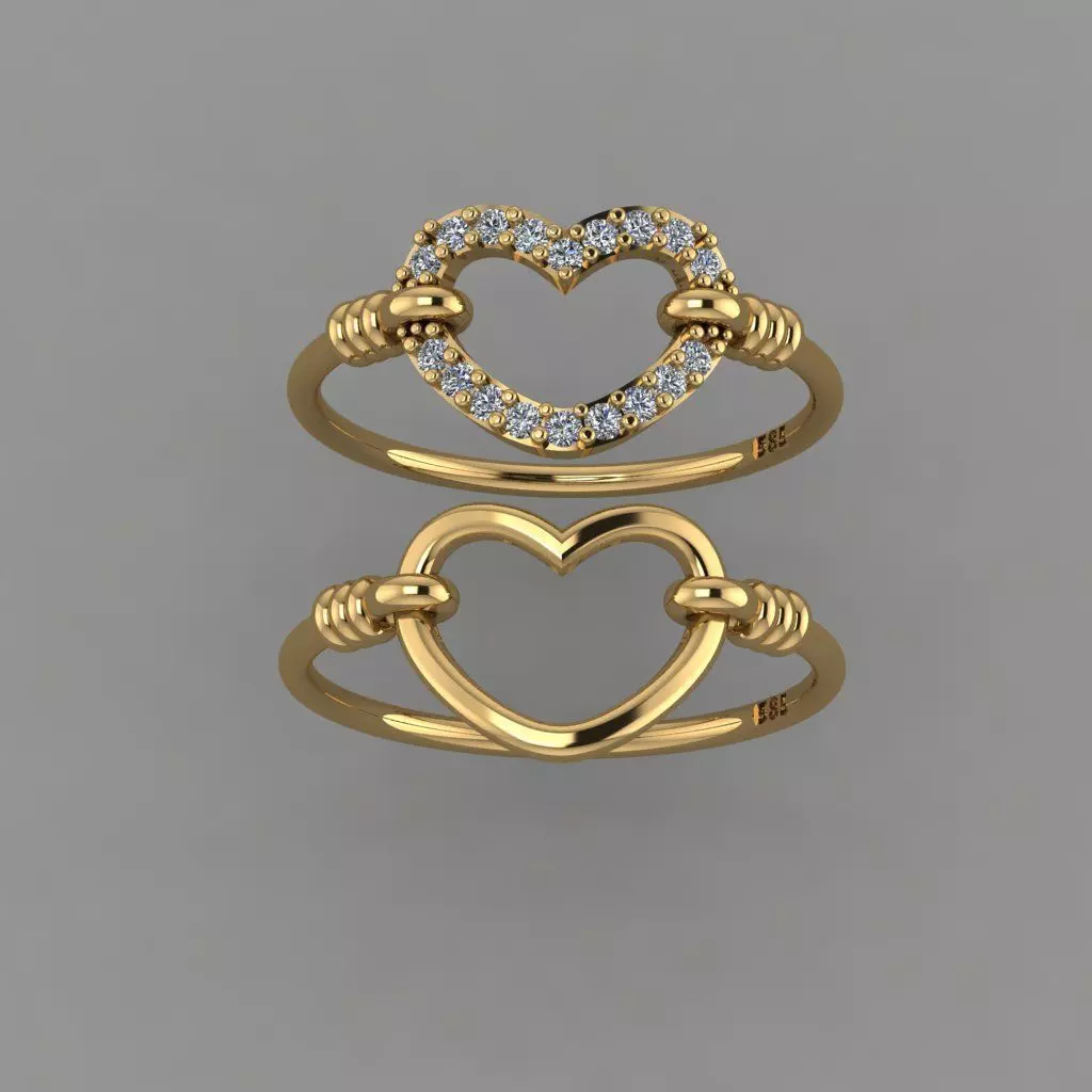 Diamond Heart ring STL model Heart ring 3d print model 3D print model_0