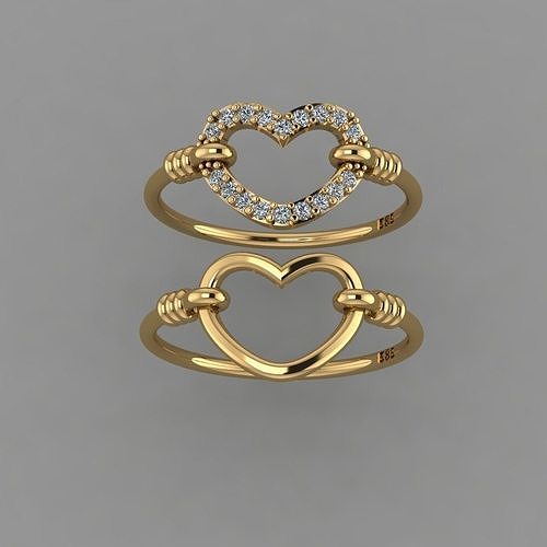 Diamond Heart ring STL model Heart ring 3d print model 3D print model