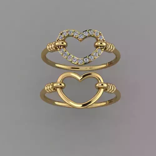 Diamond Heart ring STL model Heart ring 3d print model 3D print model