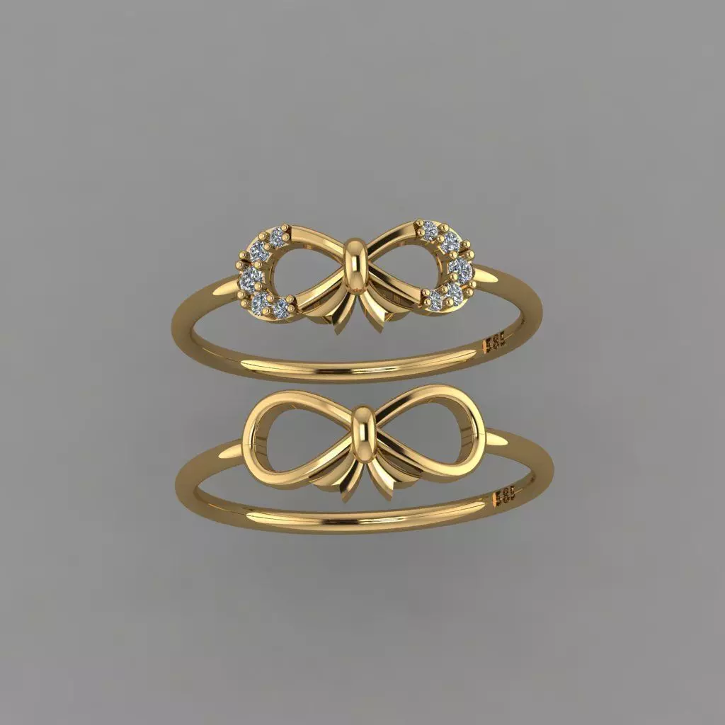 Diamond ribbon ring STL 3D print model 3D print model_0