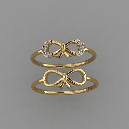 Diamond ribbon ring STL 3D print model 3D print model