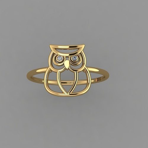 Owl Ring STL 3D print model 3D print model