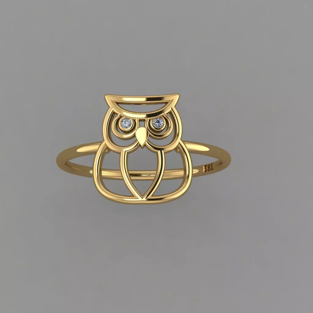 Owl Ring STL 3D print model 3D print model_0