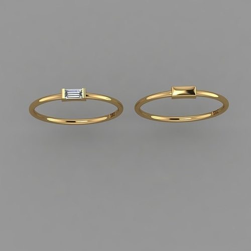 Rectangle Ring STL 3D print model baguette ring 3D print model