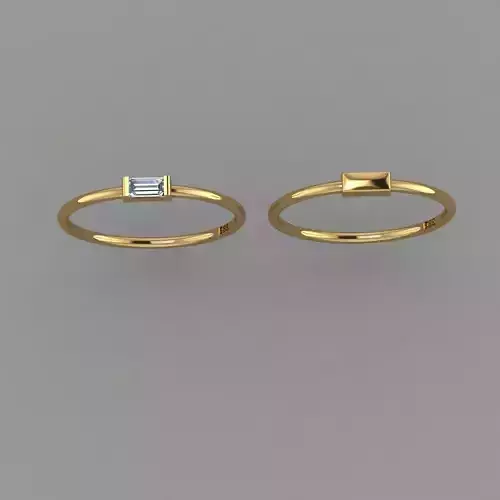 Rectangle Ring STL 3D print model baguette ring 3D print model