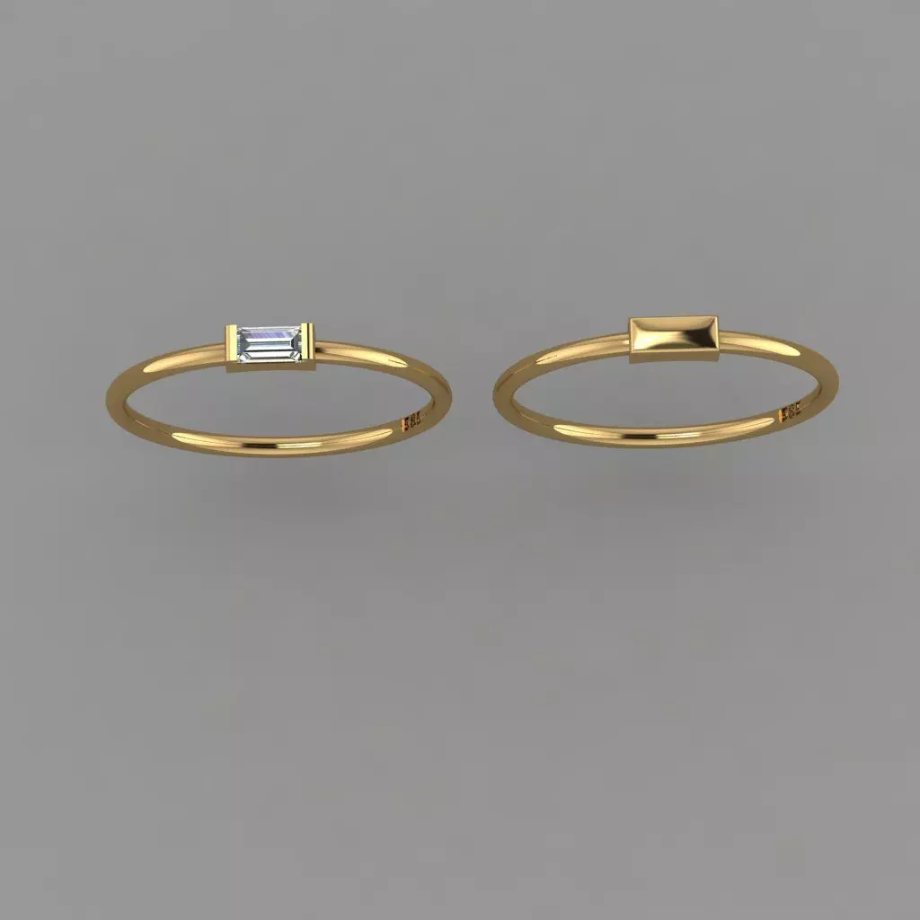 Rectangle Ring STL 3D print model baguette ring 3D print model_0