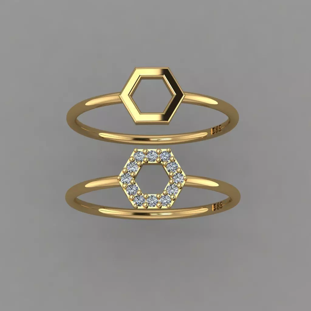 Hexagon Ring STL 3D print model_0