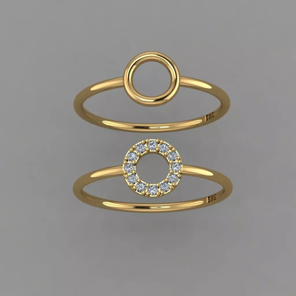 Diamond Circle Ring Halo Ring STL Circle Ring 3D print model_0