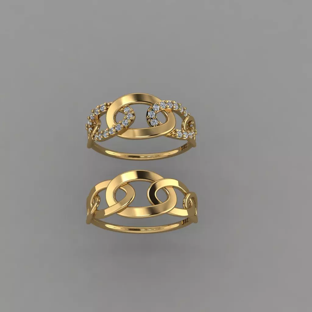 Chain Style Ring STL 3D Chain Ring 3D print model_0