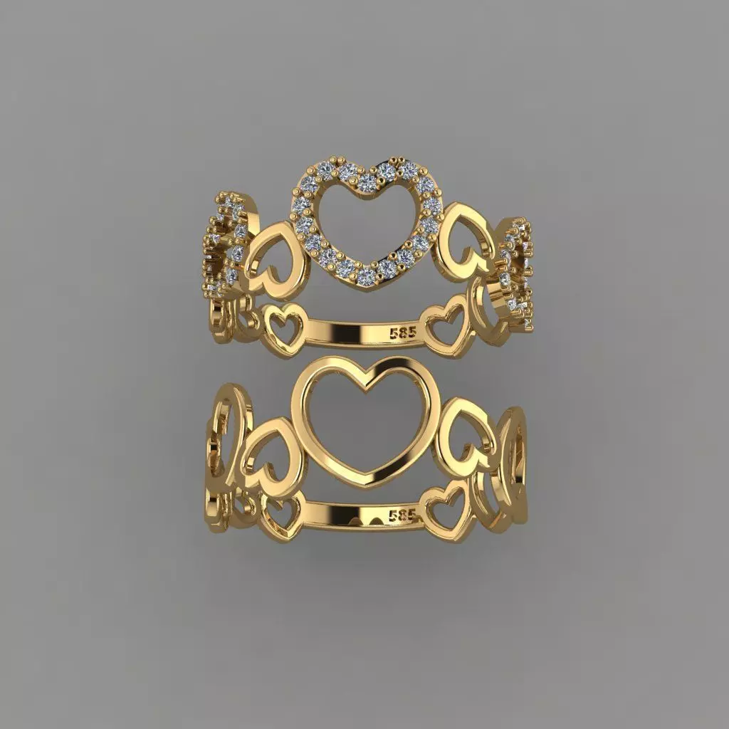 Heart Ring STL Love Band Ring 3D print model_0