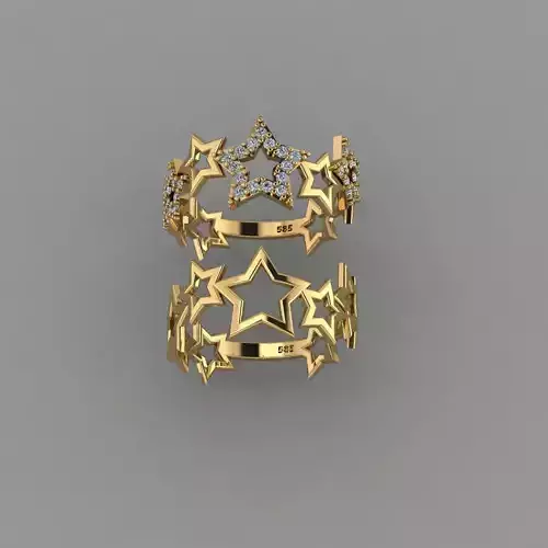 Gold Star Ring  Shiny Star Band  Star Ring STL 3D print model