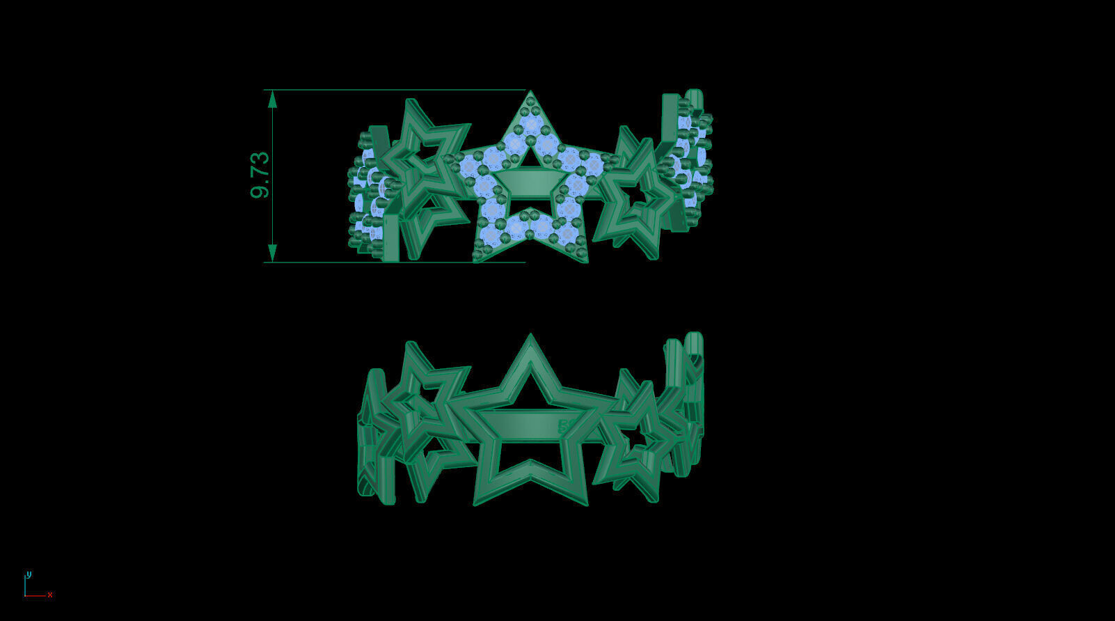 Gold Star Ring Shiny Star Band Star Ring STL 3D print model_1