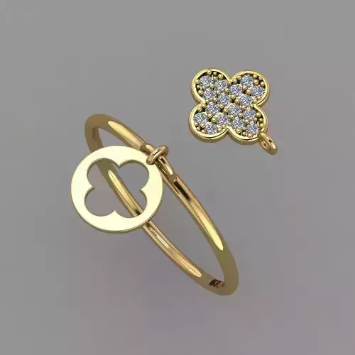 Lucky Charm Ring  Clover Ring STL Tiny Flower Ring 3D print model