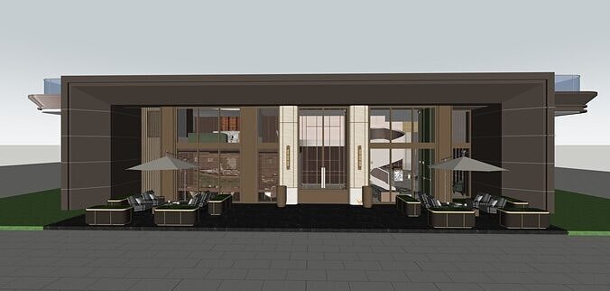 A modern real estate sales center 3D model 3D model