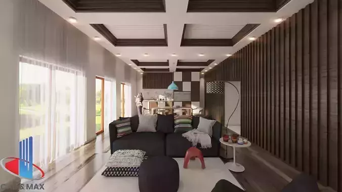 Modern Living Room Interior 3D Model
