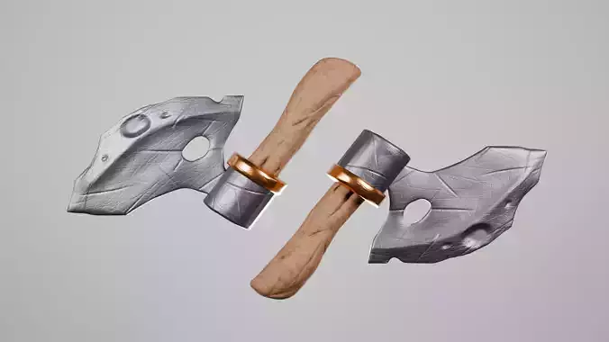 Fantasy Battle Axe Stylized Game Weapon FBX Blender Game Asset