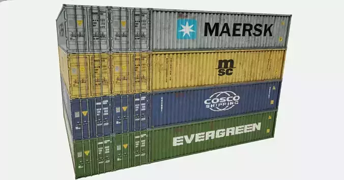 Shipping Container 40ft Low-poly 3D model