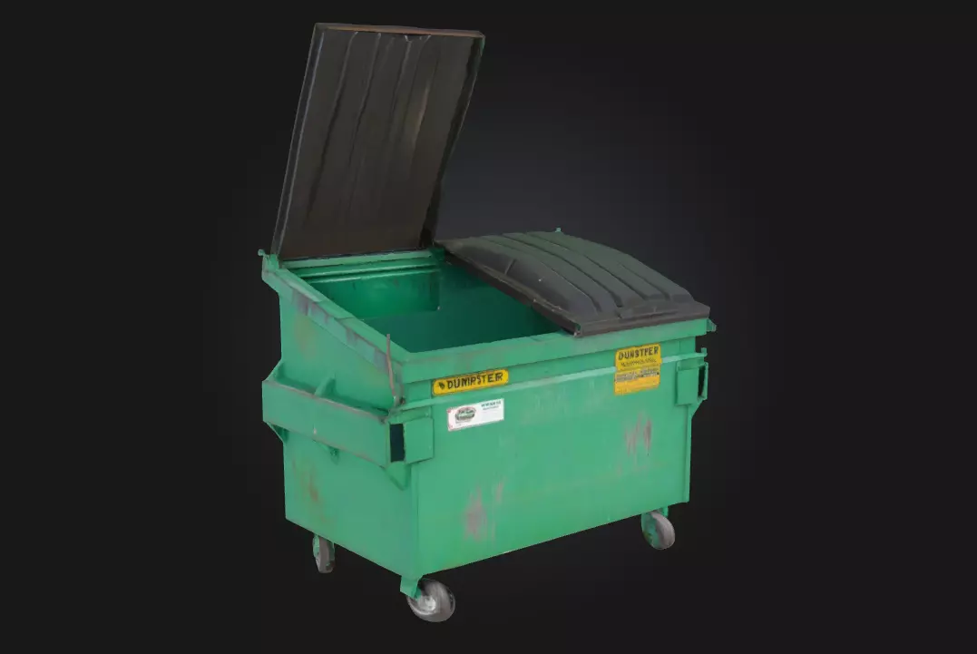 Green Dumpster Urban Decay with Functional Detail 3D model
