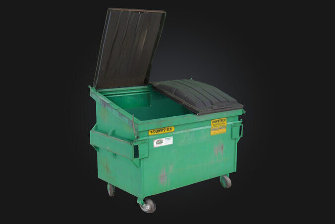 Green Dumpster  Urban Decay with Functional Detail 3D model
