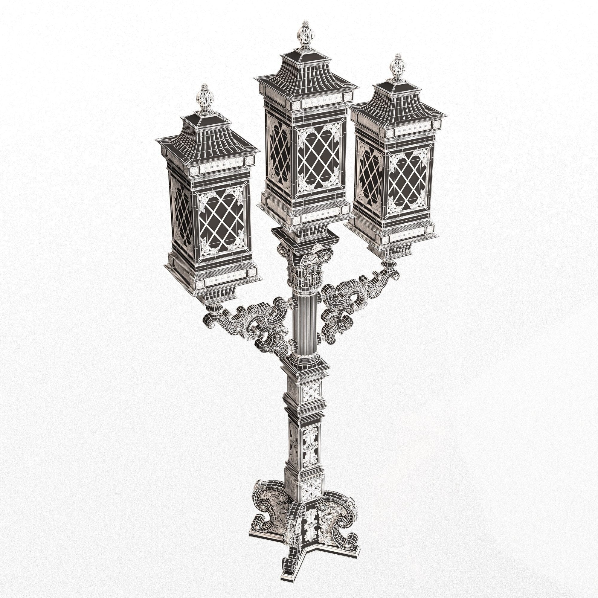 Classic Street Light 0202 Low-poly 3D model_15