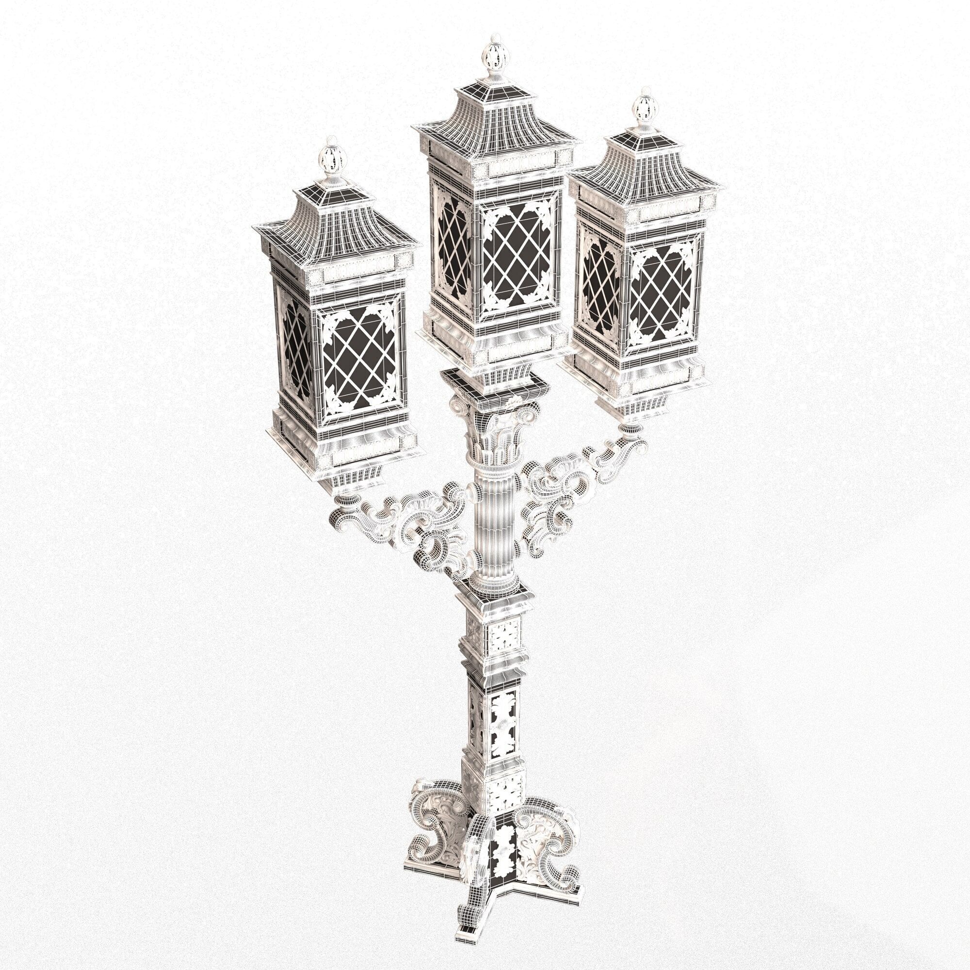 Classic Street Light 0202 Low-poly 3D model_6