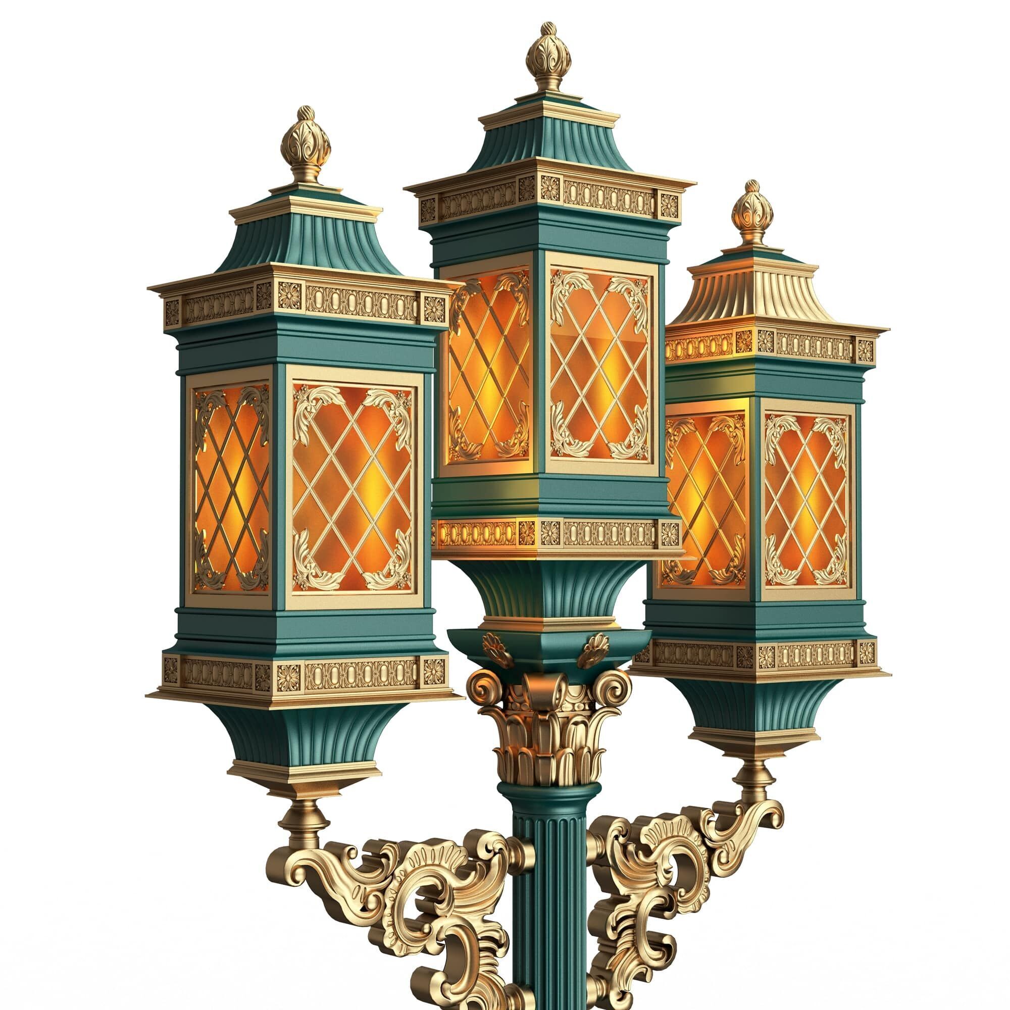 Classic Street Light 0202 Low-poly 3D model_2