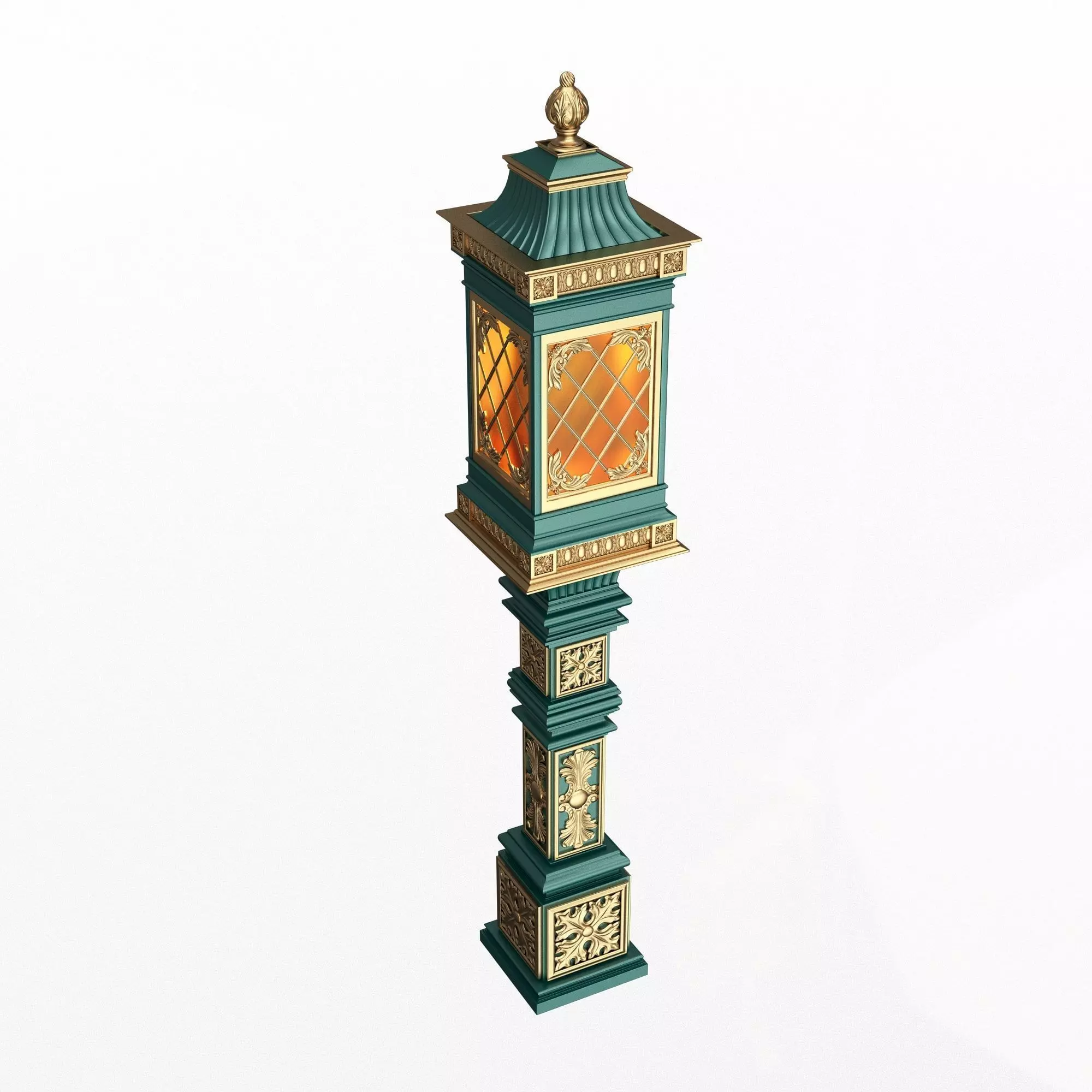Classic Street Light 0203 Low-poly 3D model_0
