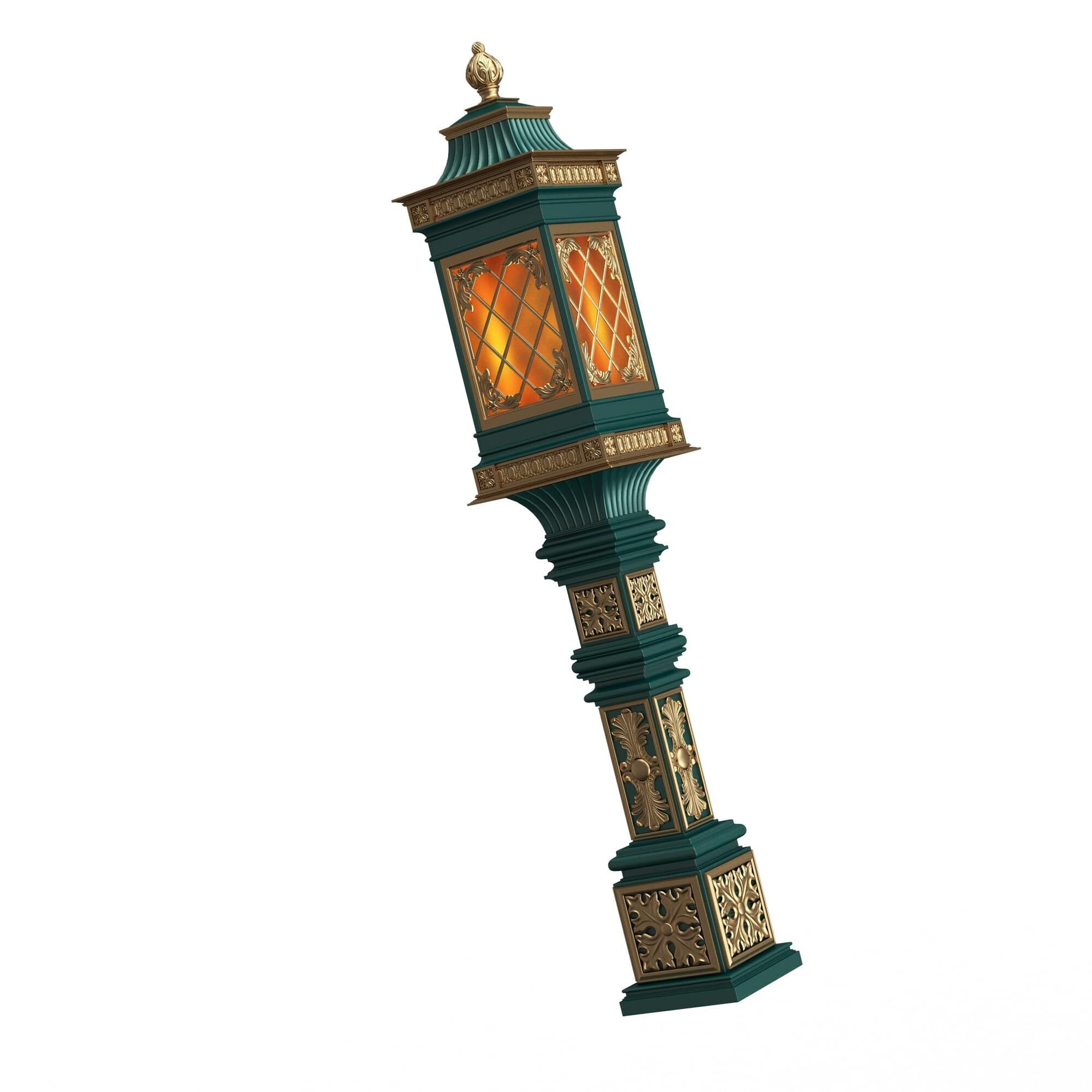 Classic Street Light 0203 Low-poly 3D model_4