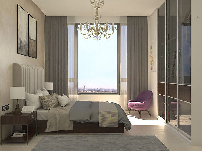 Modern Luxurious Bedroom Scene 3D model