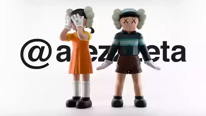  Kaws CHUL SU and YOUNG HEE Squid Game Season 3 Textured Low-poly 3D model