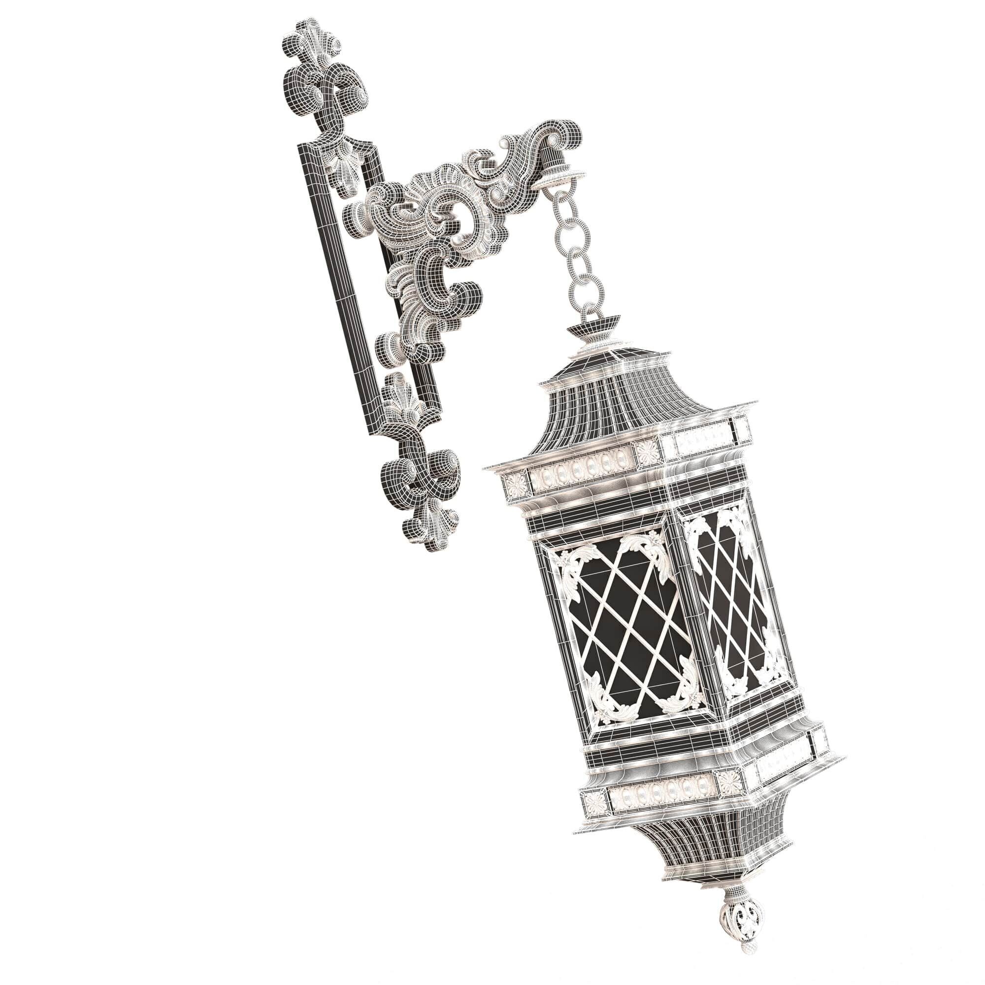 Classic Street Wall Light 0202 Low-poly 3D model_6