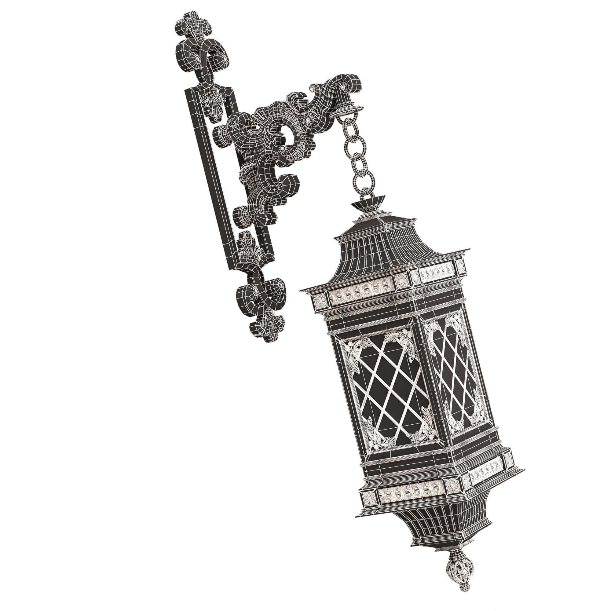 Classic Street Wall Light 0202 Low-poly 3D model_15